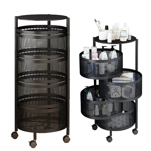 4 Tier Basket Trolley Lockable Wheel