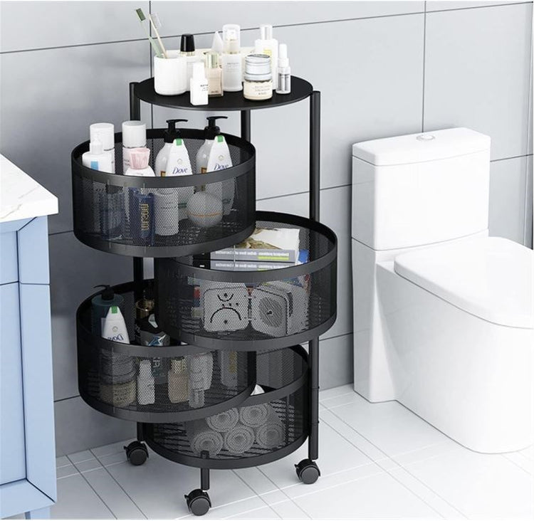 4 Tier Basket Trolley Lockable Wheel