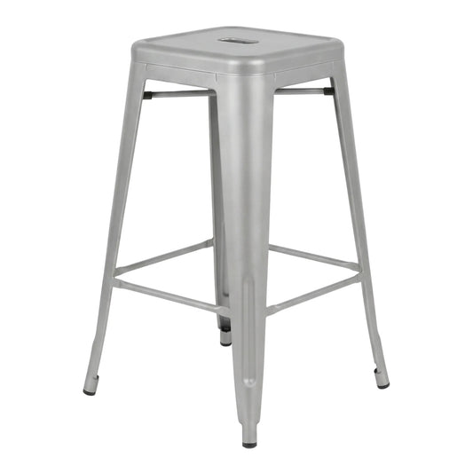 Indoor/Outdoor Metal Silver Bar Stool | Commercial Bar Height | UT-003