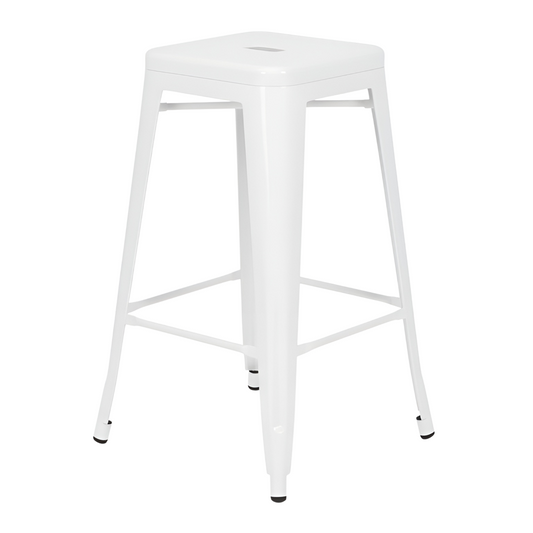 Indoor/Outdoor Metal White Bar Stool | Commercial Bar Height | UT-003
