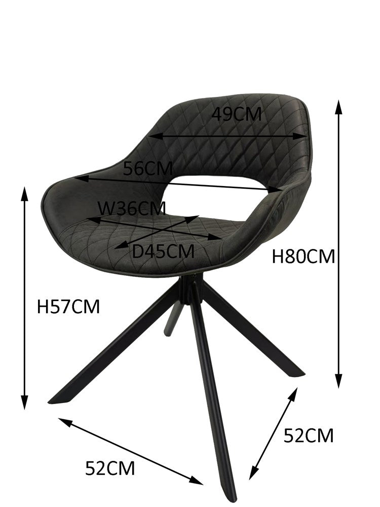 Modern Quilted Dining Chair with Swivel Base & Metal Legs | UT-C4202