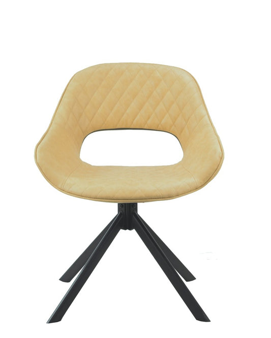 Modern Quilted Dining Chair with Swivel Base & Metal Legs | UT-C4202