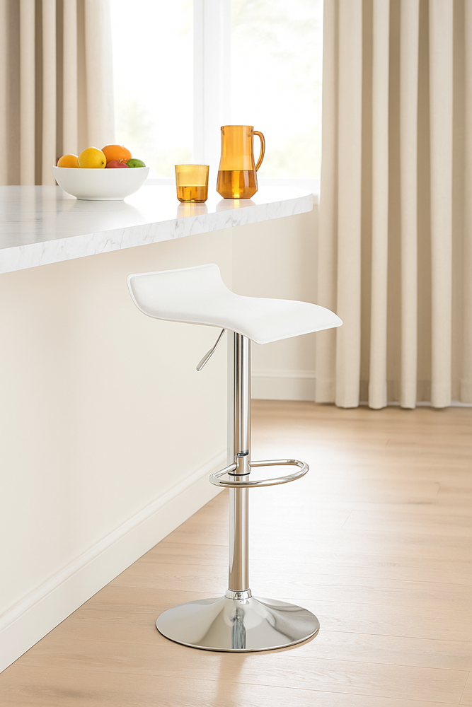 Bar Stool White Chrome Base UT-C618