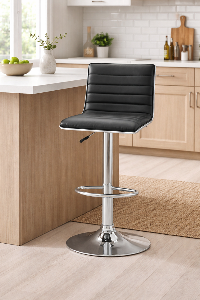 Black Adjustable Swivel Bar Stool | Modern PU Counter Seat | UT-C9601