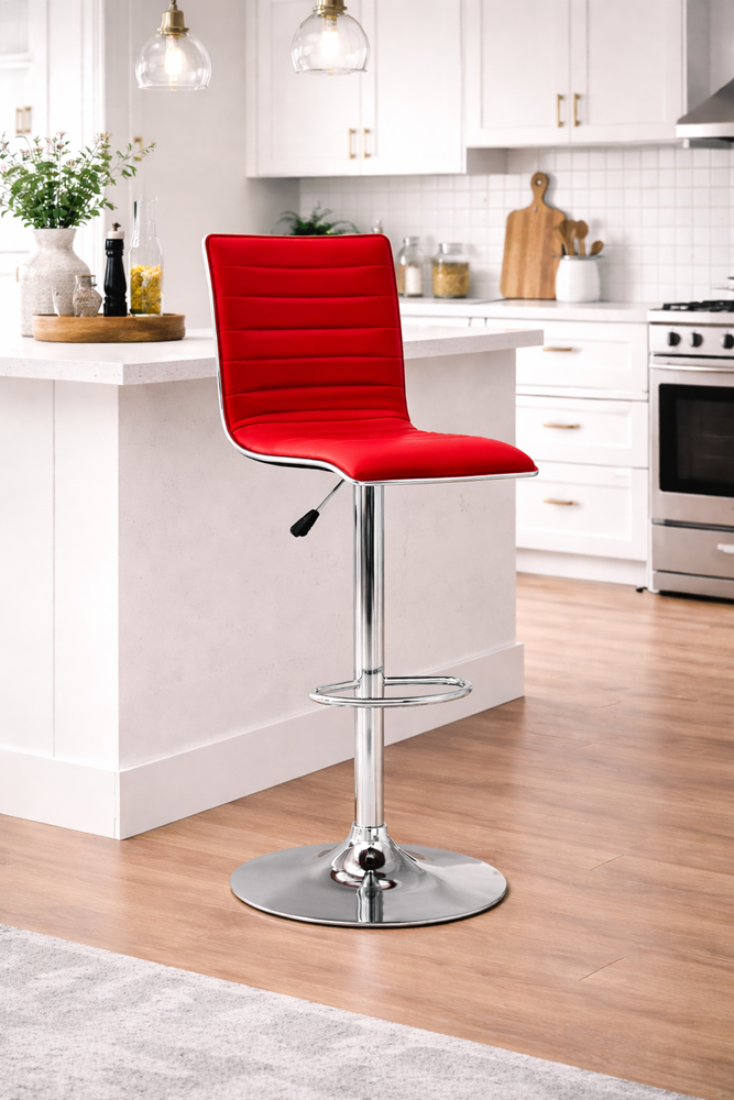 Red Adjustable Swivel Bar Stool | Modern PU Counter Seat | UT-C9601