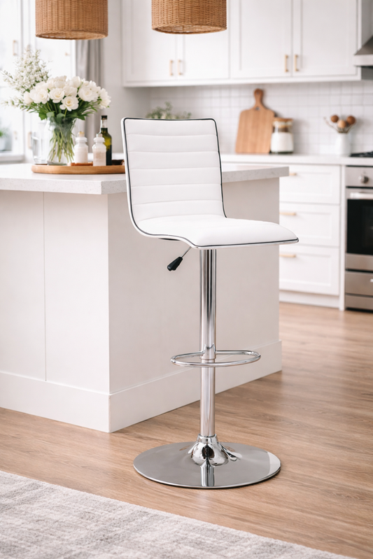 White Adjustable Swivel Bar Stool | Modern PU Counter Seat | UT-C9601
