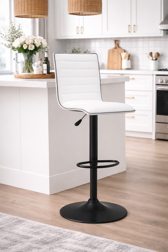 White Adjustable Swivel Bar Stool | Modern PU Counter Seat | UT-C9601