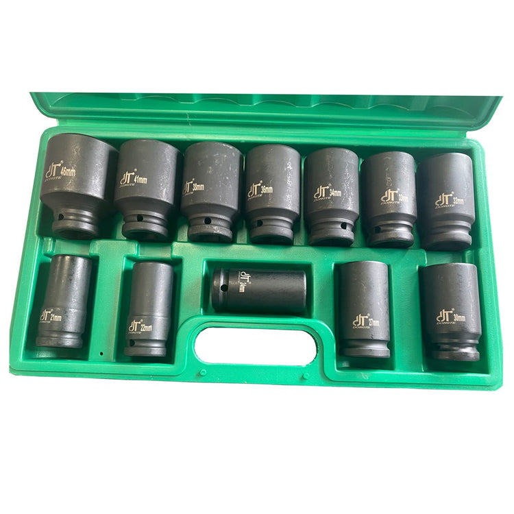 3/4″ Black Impact Socket Wrench Set 12pc 6PT DJPE-DT0909