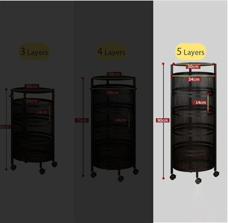 5 Tier Basket Trolley Lockable Wheel