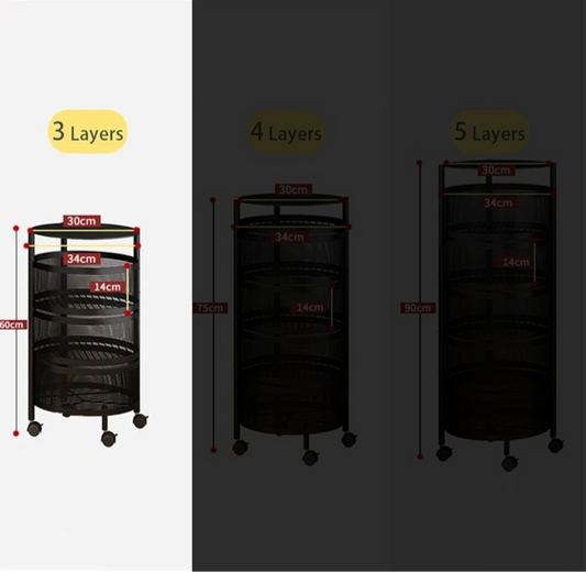 3 Tier Trolley Basket Lockable Wheel