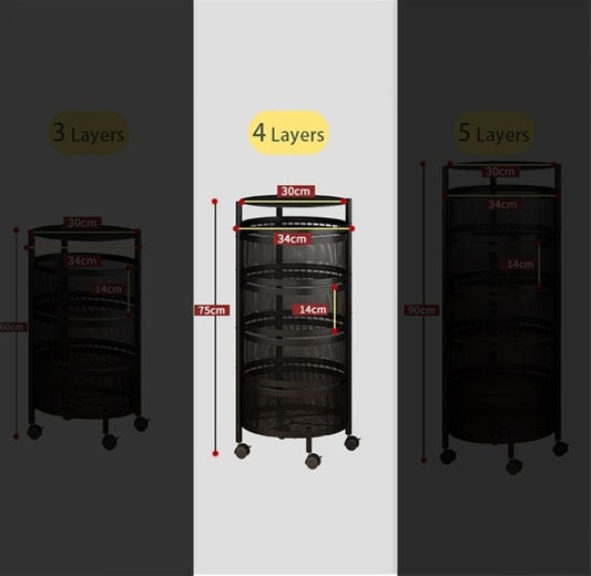 4 Tier Basket Trolley Lockable Wheel