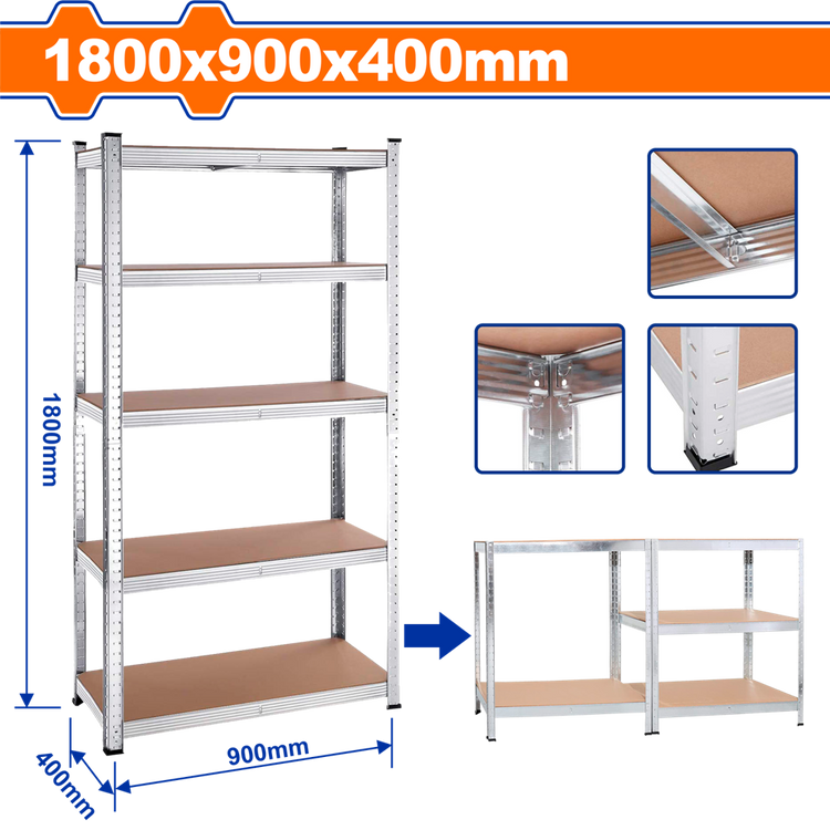Adjustable Shelve 5 Tier 180 x 90 x 40cm WTS1A94