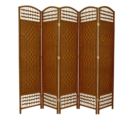 5 Panel Room Wall Divider dark Brown