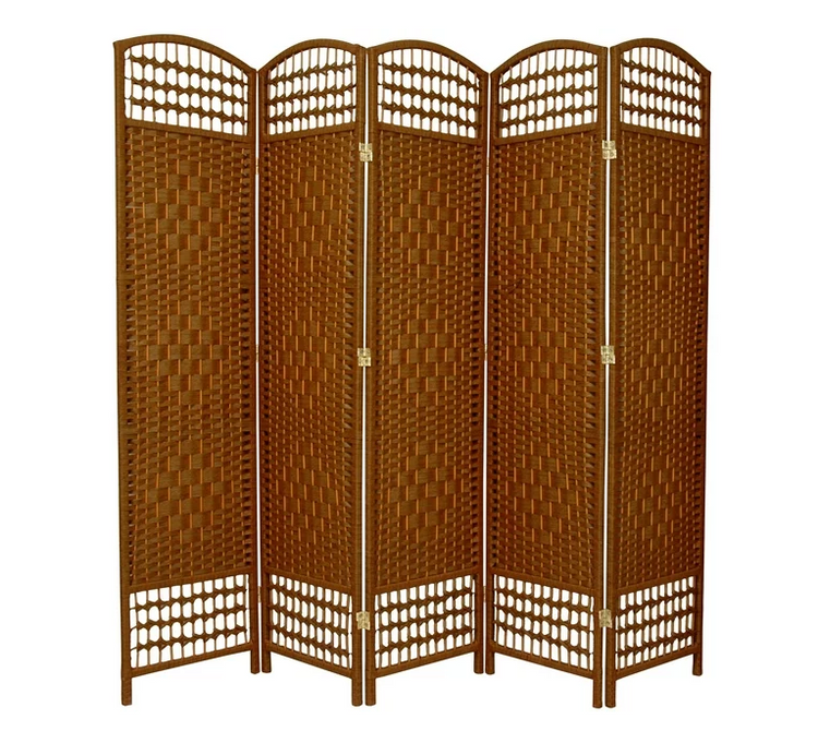 5 Panel Room Wall Divider dark Brown