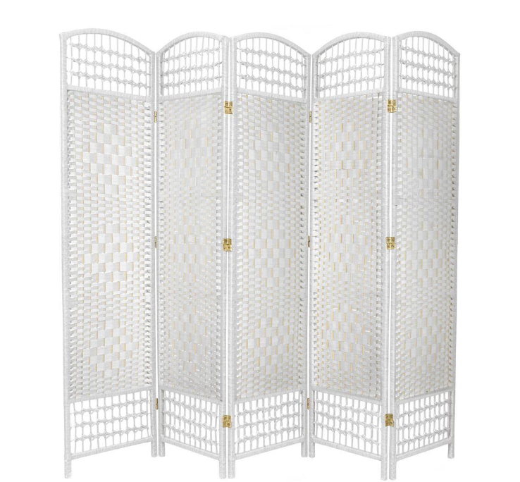 5 Panel Wall Room Divider White