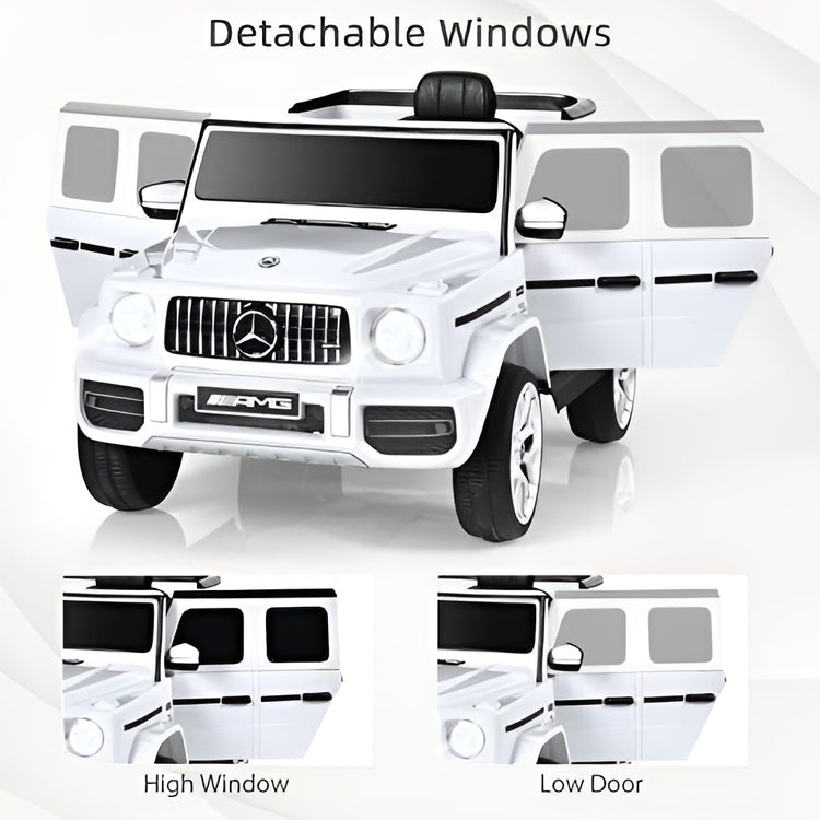White Mercedes-Benz G-Class kids ride on car on a white background