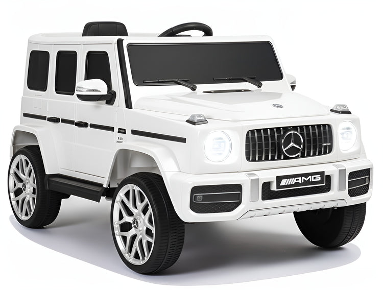 White Mercedes-Benz G-Class kids ride on car on a white background