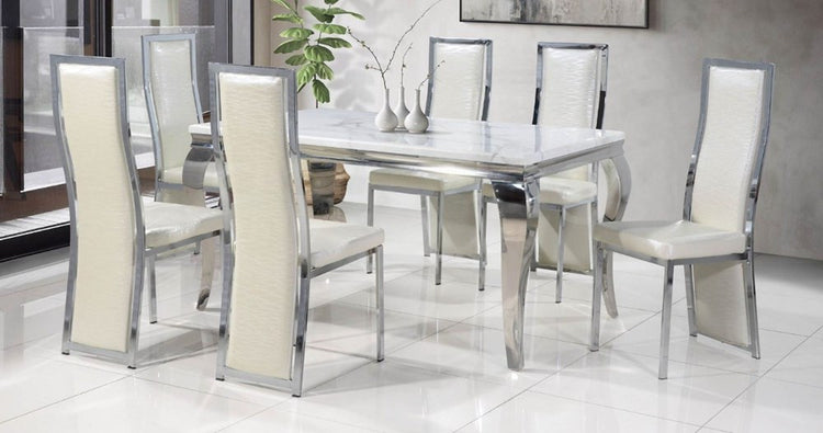Dining Table White & Silver 150 x 90cm MH5017