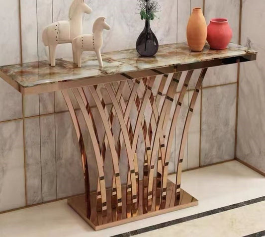 Console Table White & Gold J293