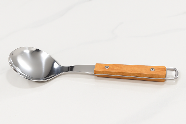 Wooden Handle Steel Serving Spatula XH-0735 722-9