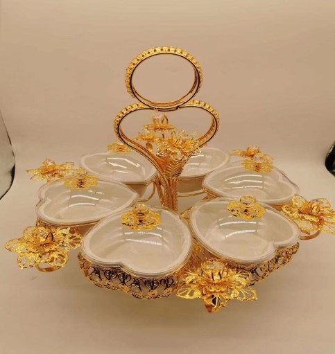 Gold Dry Fruit Tray 4 Sections XR2049S-6