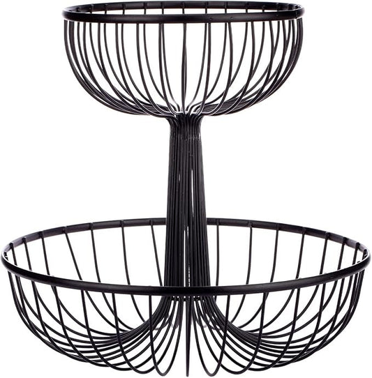 Fruit Rack 2 Tier Round Black YM16149