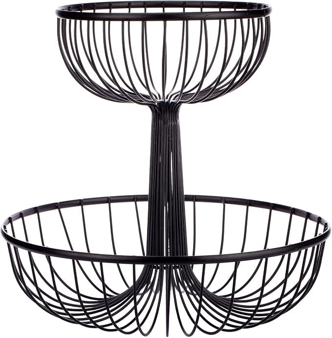 Fruit Rack 2 Tier Round Black YM16149