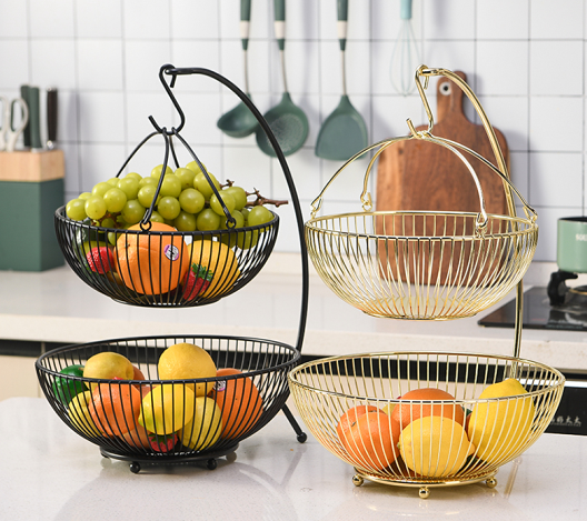 2 Tier Fruit Basket Gold YM3106G