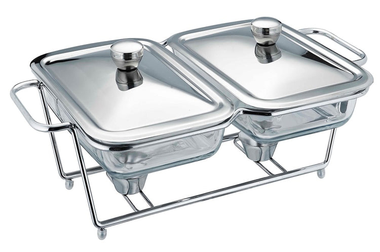 Silver Double Glass Chafing Dish 1.5L YS19022-69