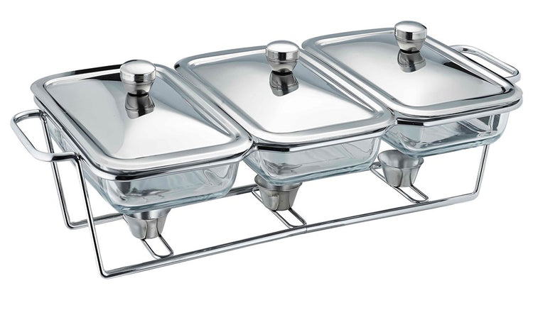 Silver Triple Pyrex Chafing Dish 1.5L YS19022-219