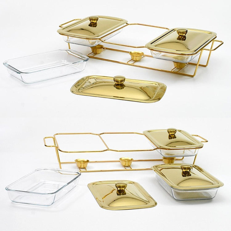 Triple Glass Chafing Dish Gold 1.5L YS19022-69