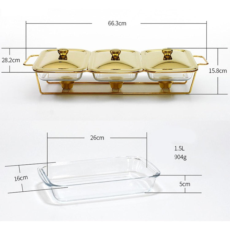 Triple Glass Chafing Dish Gold 1.5L YS19022-69