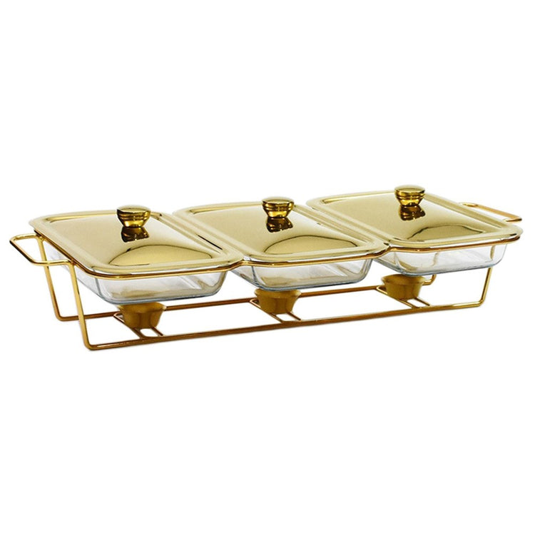 Triple Glass Chafing Dish Gold 1.5L YS19022-69