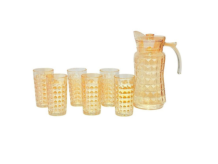 Glass Jug & Cup Set Gold YZH33/L7