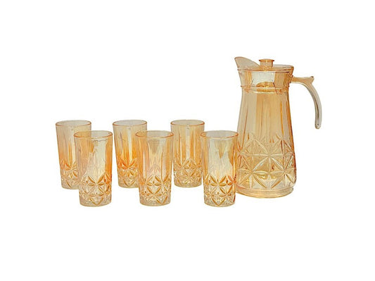 Glass Jug & Cup Set Gold YZH35/L7