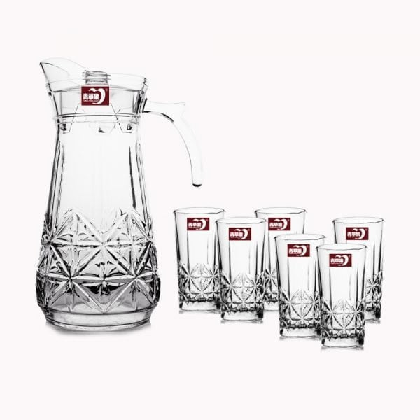 Glass Jug & Cups Set YZH35/L7