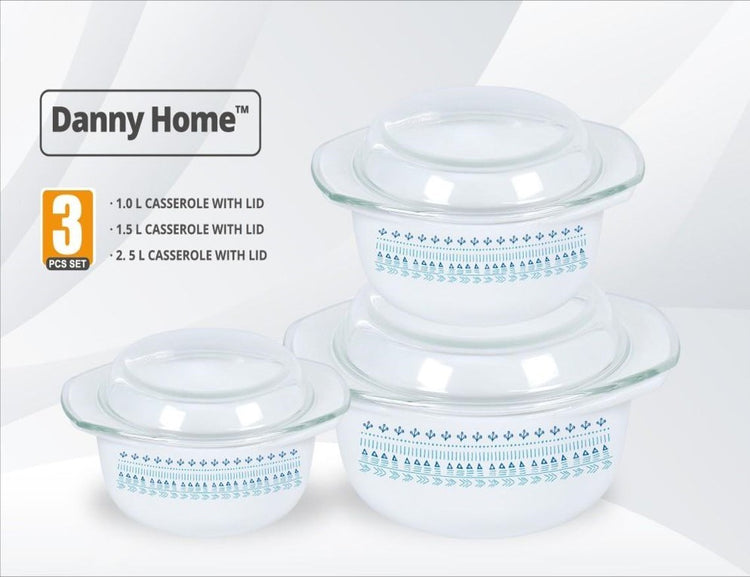 3pc Casserole Set Blue & White ZHG3T-B