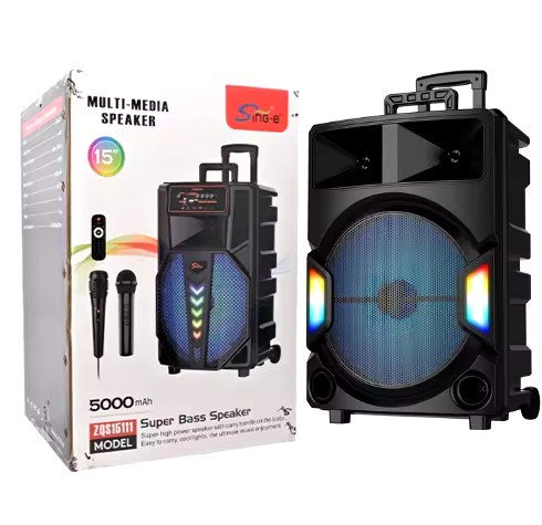Wireless Bluetooth Speaker With 2pc Mic 15" ZQS15112