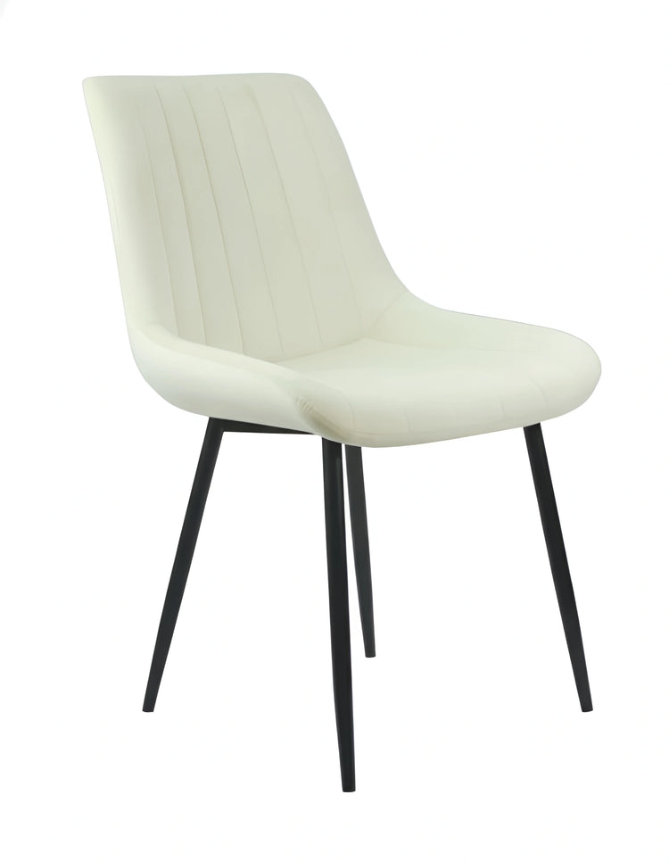 Angled view of a modern beige dining chair showing its full shape UT-C7050