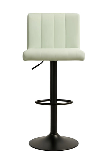 Beige bar stool with black base on a white background