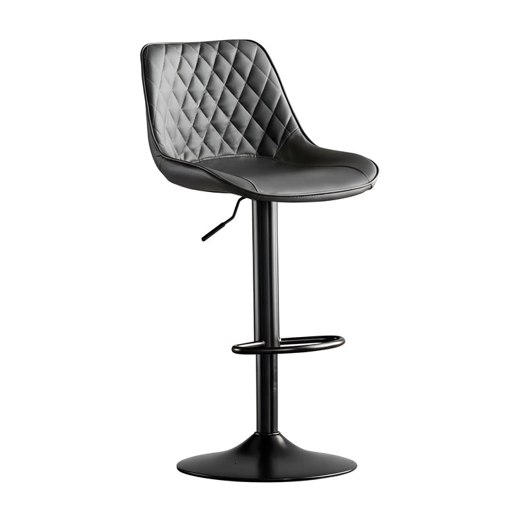 Black Adjustable Bar Stool | Quilted Faux Leather | Black Base | UT-C8557