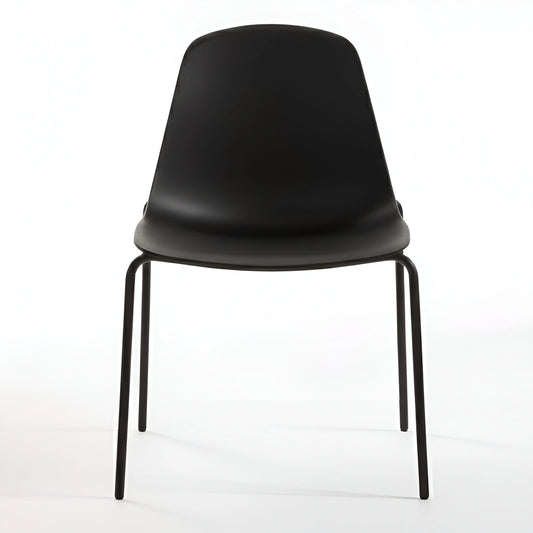Black dining chair on a white background