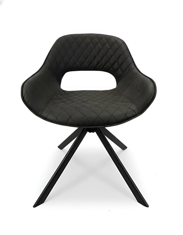 Modern Quilted Dining Chair with Swivel Base & Metal Legs | UT-C4202