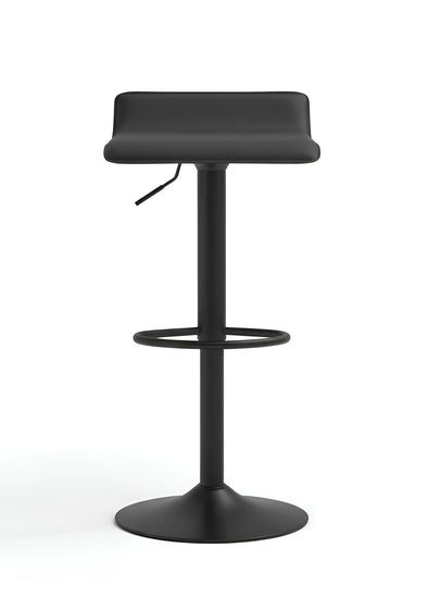 Black PU Leather Backless Adjustable Bar Stool UT-C618 with Matte Black Base, full studio view.