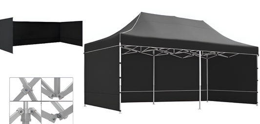 Gazebo Aluminum Hex40 3m x 6m with 3 Sidewalls