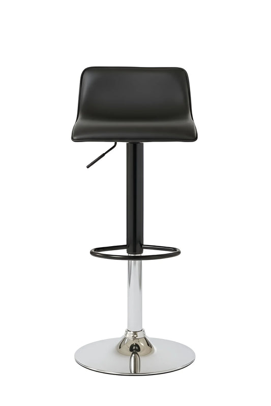 Black PU Leather Backless Adjustable Bar Stool UT-C618 with Polished Chrome Base.