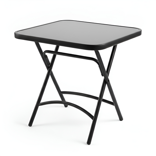 70cm Square Folding Table | Black Glass Accent Table | DD20033