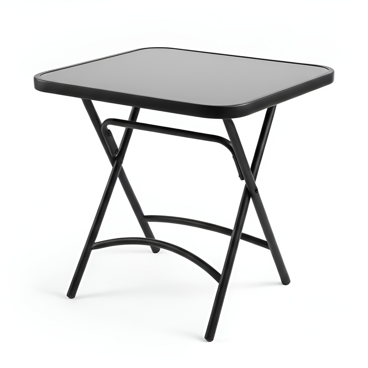 70cm Square Folding Table | Black Glass Accent Table | DD20033