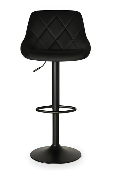 Black Velvet Adjustable Bar Stool UT-C847 with Matte Black Base, full view.