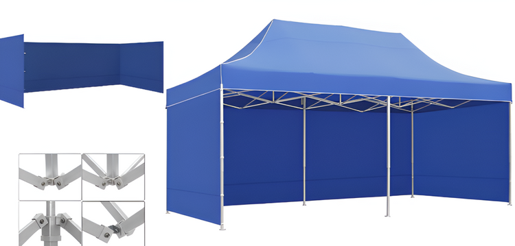 Gazebo Aluminum Hex40 3m x 6m with 3 Sidewalls